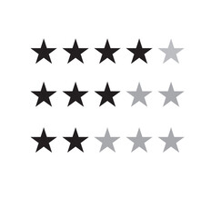 Rating symbol set of five pointed yellow golden black outline stars quality rating product service quality assesment sign label
