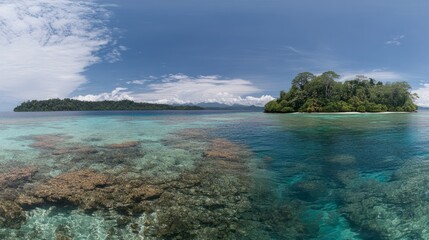 Obraz premium Tropical Island Paradise Turquoise Waters and Lush Vegetation