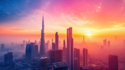 Fototapeta premium dubai skyline sunrise