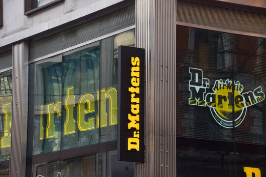 General view of the sign at a Dr Martens store in Oxford Street, on December 20 2024 in London, UK