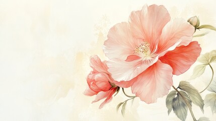 Obraz premium Delicate peach blossoms on a soft, watercolor background.