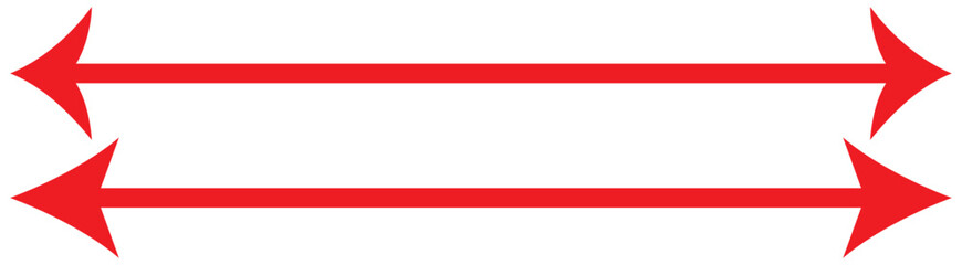 Obraz premium Red long dual arrow icon vector. Simple dual arrow icon vector. Dual arrow Vector illustration. Double arrow icon set . two side arrows icon vector.