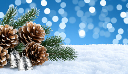 Festive Holiday Bokeh Background in Frosted White and Icy Blue