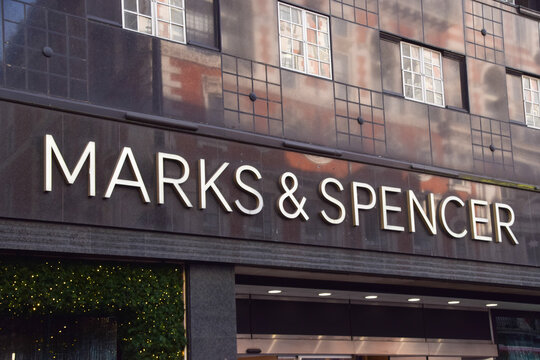 General view of the sign at a Marks & Spencer store in Oxford Street, on December 20 2024 in London, UK