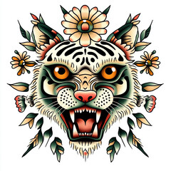 Tiger Eyes tattoo flash illustration