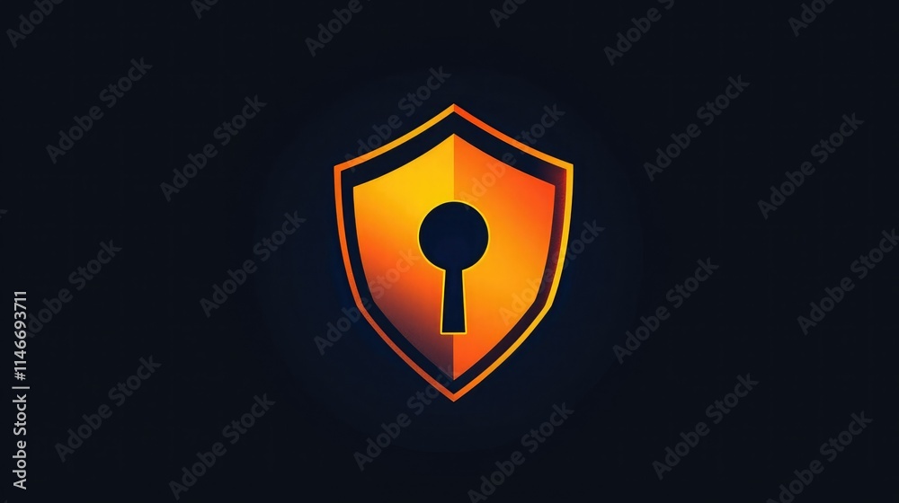 Aufkleber modern tech-inspired logo with a shield and keyhole, representing security