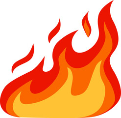 Cartoon flames rising from bottom of frame with orange and red gradient on white background, ideal for representing concepts related to fire, heat, energy, and passion