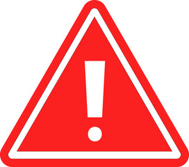Warning triangle icon. RED caution warn in png. Warning sign with exclamation mark. Alert warn in triangle. Road sign alert.