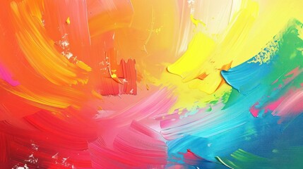 A vibrant abstract painting featuring bold colors and dynamic brush strokes.