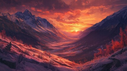 Naklejka premium majestic mountain sunset