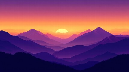 Fototapeta premium majestic sunset over purple mountains