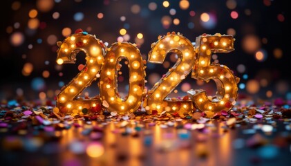 New year celebration 2025 festive lights party