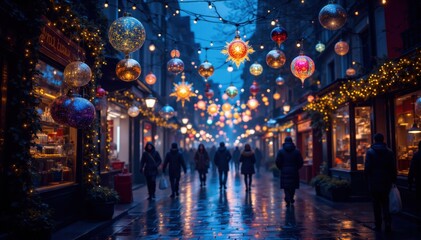 Evening stroll festive market city night joy