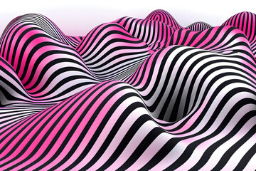 An intricate pattern of parallel lines that create an optical illusion of movement and three-dimensional form. Generative AI.