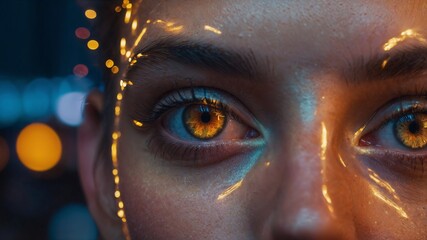Burning Eyes of a beautiful woman in close-up