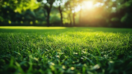 Naklejka premium Lush and Vibrant Natural Grass in a Sunlit Setting