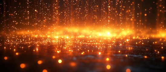 Fototapeta premium Fiery Sparkling Particles Falling on a Surface.