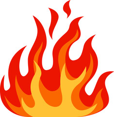 Bright red and orange stylized flames rising from an unseen source create a striking image of heat and energy against a clean white backdrop