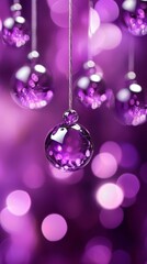 Fototapeta premium creative hanging elegant purple balls pattern wallpaper design, purple theme 