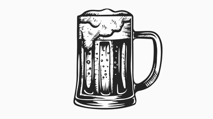 Black and White Beer Stein Mug Vector Illustration