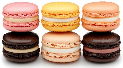 Delightful Assortment of Colorful Macarons Stacked High