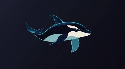 A stylized dolphin illustration on a dark background.