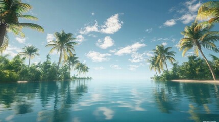tropical paradise island beach calm ocean scene