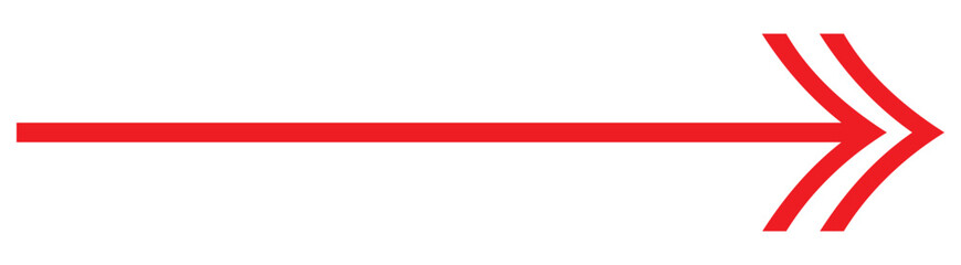 Obraz premium Long arrows icon . Replaceable vector design. Red large forward or right pointing solid long arrow icon sketched as vector symbol. Long arrow icon. Vector trendy red long arrow left pointing.