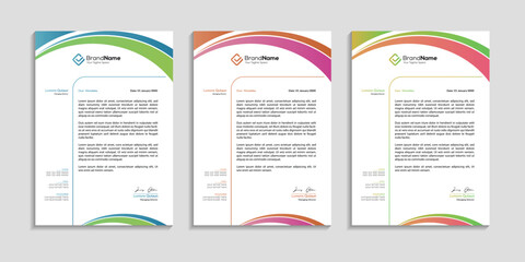 Modern Professional Letterhead Design for Company Businesses, Branding, Corporate Identity, Print-Ready Templates with Color Gradient