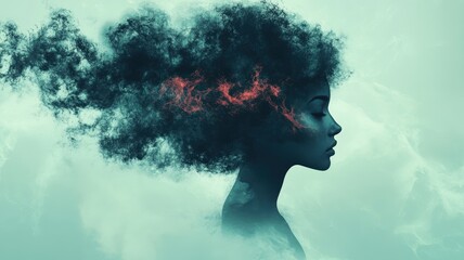 Mental health awareness event digital space creative artwork abstract environment emotional perspective well-being concept