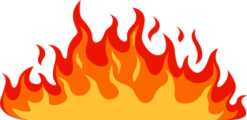 Cartoon flames rising against a white background, creating a dynamic and colorful display that captures the essence of heat, energy, and potential danger in a lively way