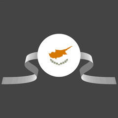 Cyprus flag with ribbon behind