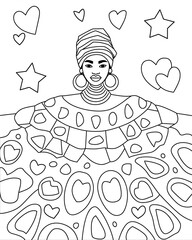 African Woman Coloring Page. lint art design