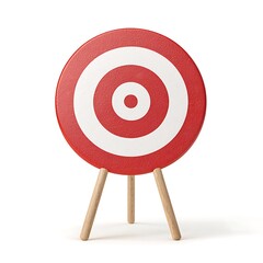 A red and white target symbol on a tripod stand, representing goals, focus, and precision.