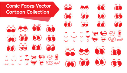 Comic Faces vector cartoon collection