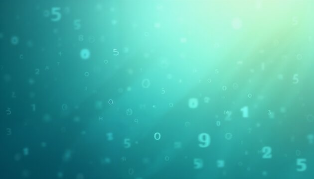 Abstract gradient texture with numbers in soft blue and green tones, featuring numerical patterns, modern concept