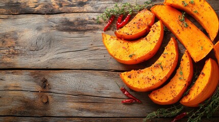 Roast Pumpkin slice in Fall for holiday seasonal decoration.