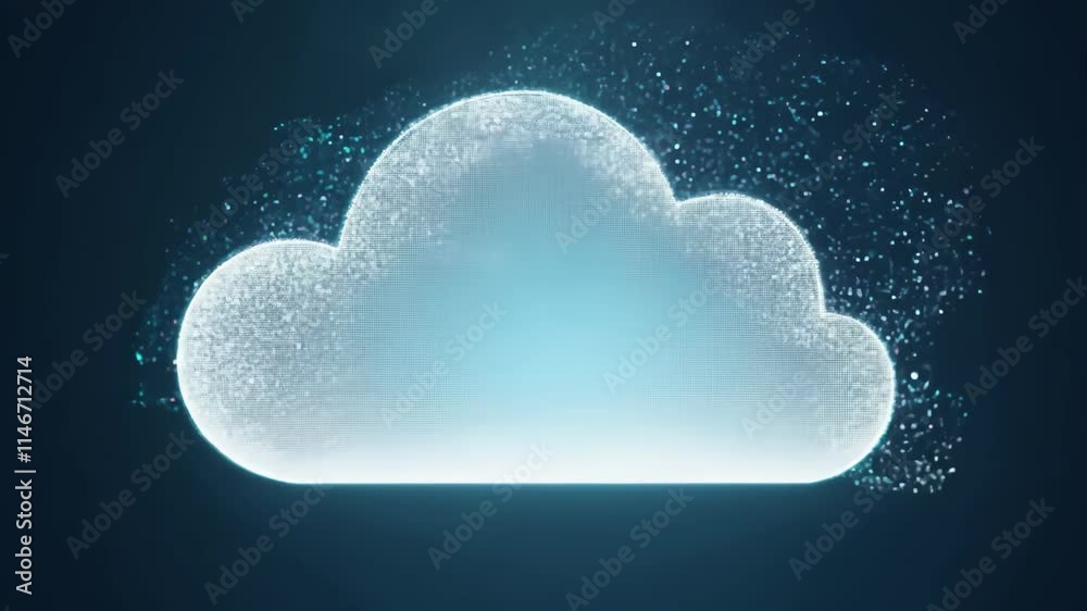 Poster cloud animation showcases digital storage technology at an innovative tech conference