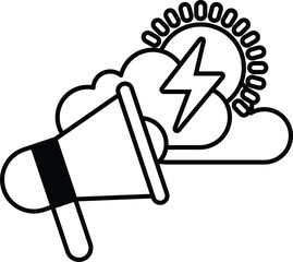 An image of a microphone with a cloud and sun behind it