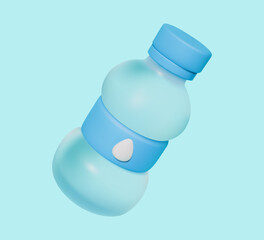 3D Water Bottle with Drop Symbol
