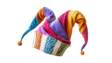 Colorful Jester Hat with Bells Isolated in White Background
