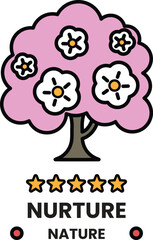 Illustration in concept of Nature and flowers in line style