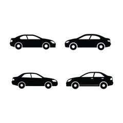Obraz premium Black and White Car Icon Silhouette Vector