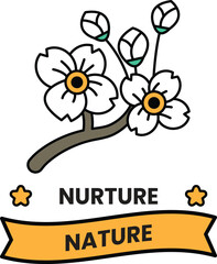 Illustration in concept of Nature and flowers in line style