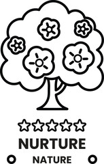 Illustration in concept of Nature and flowers in line style