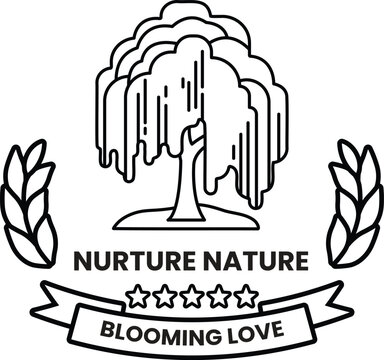 Illustration in concept of Nature and flowers in line style