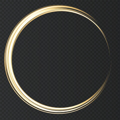 Gold neon round frame with lights effects.