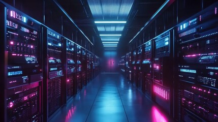Fototapeta premium Futuristic Cryptocurrency Mining Rigs with Cutting-Edge GPUs