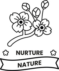 Illustration in concept of Nature and flowers in line style