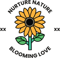 Illustration in concept of Nature and flowers in line style